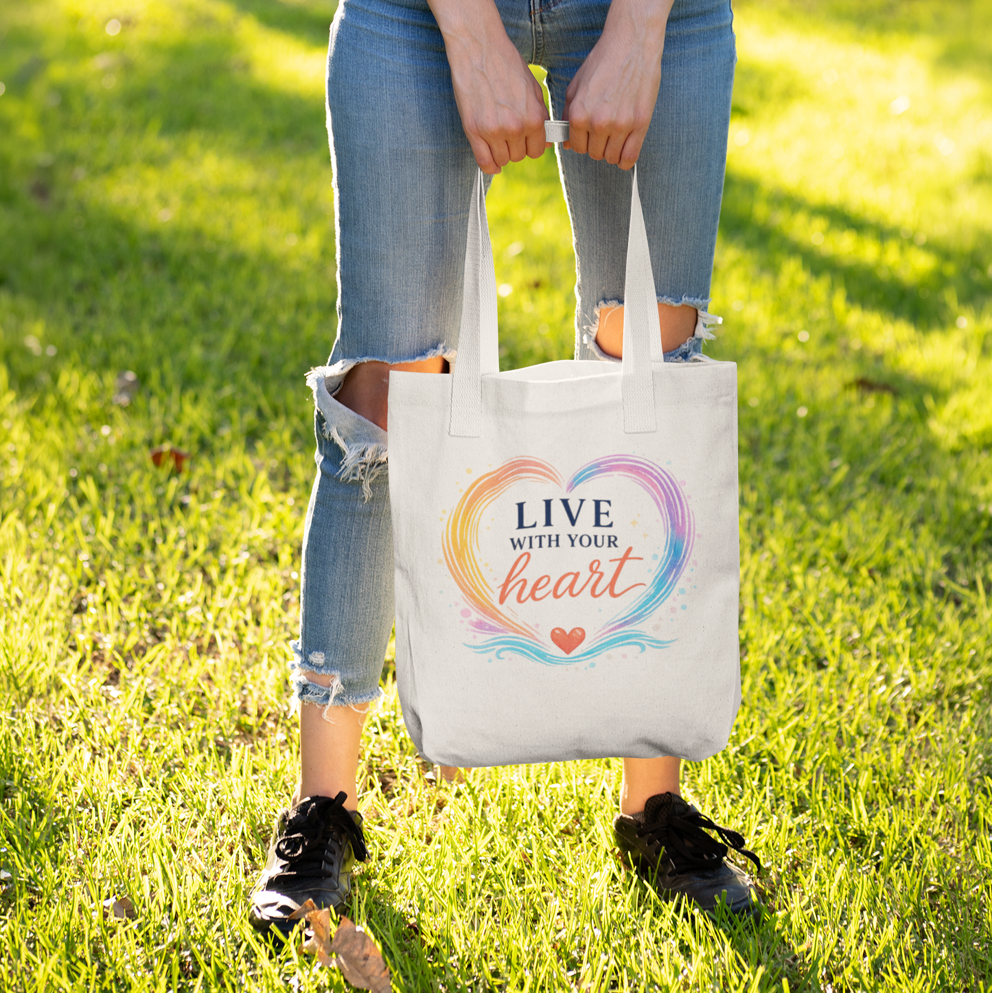 Live With Your Heart Canvas Tote Bag