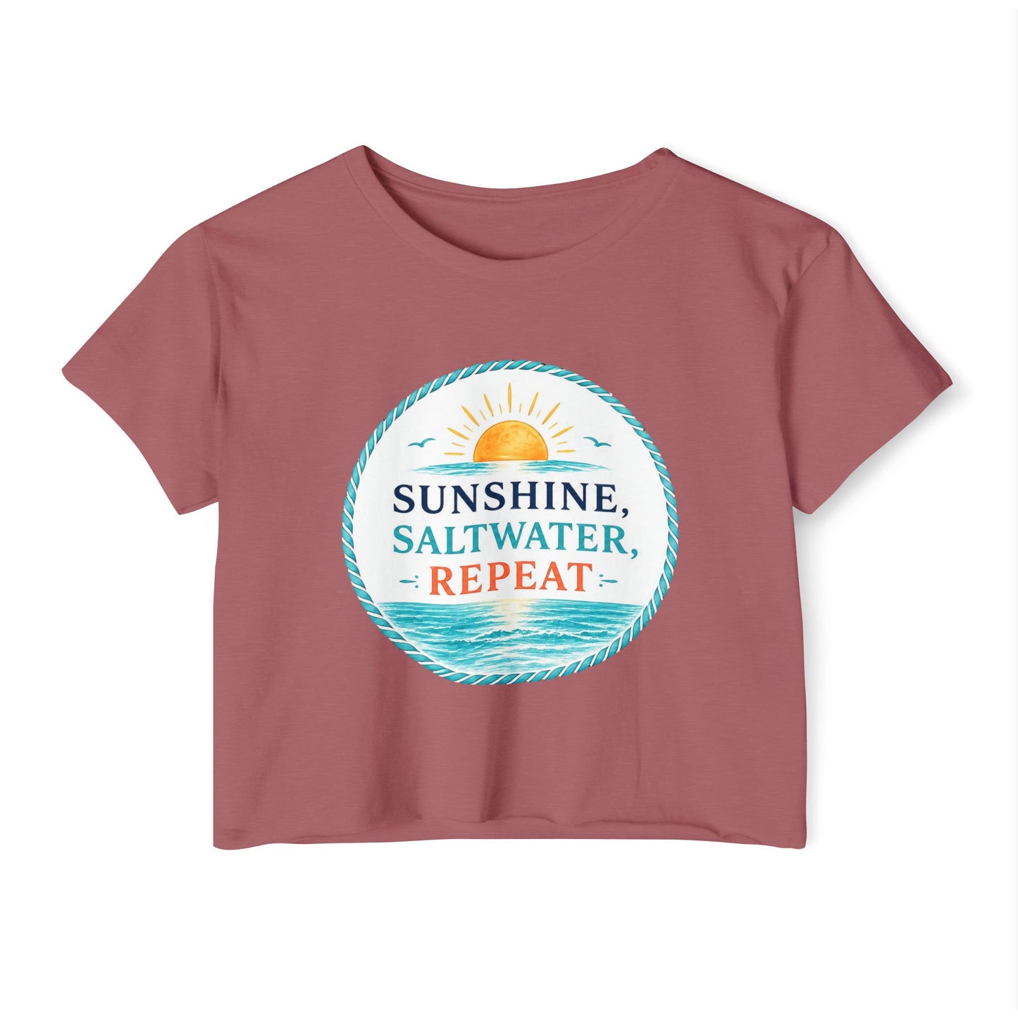 Sunshine, Saltwater, Repeat Crop Top