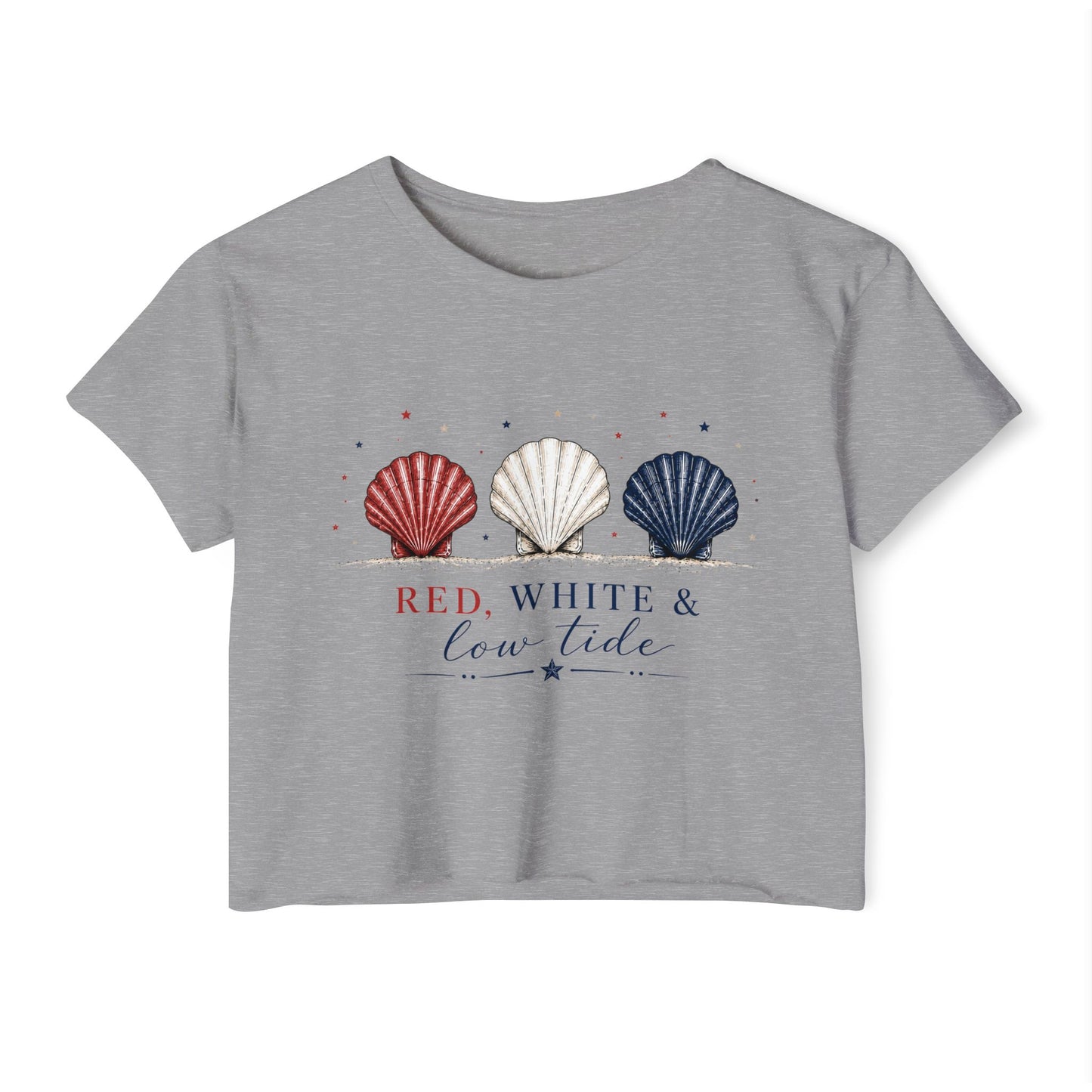 Red, White, & Low Tide Crop Top