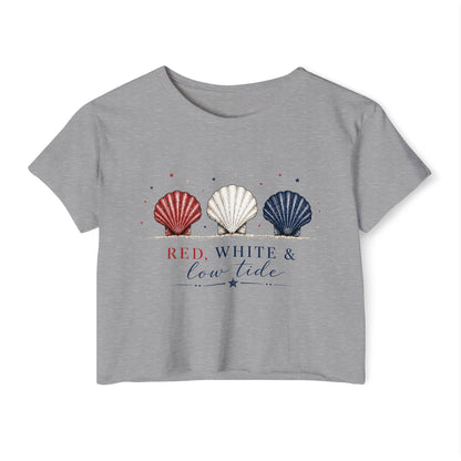 Red, White, & Low Tide Crop Top