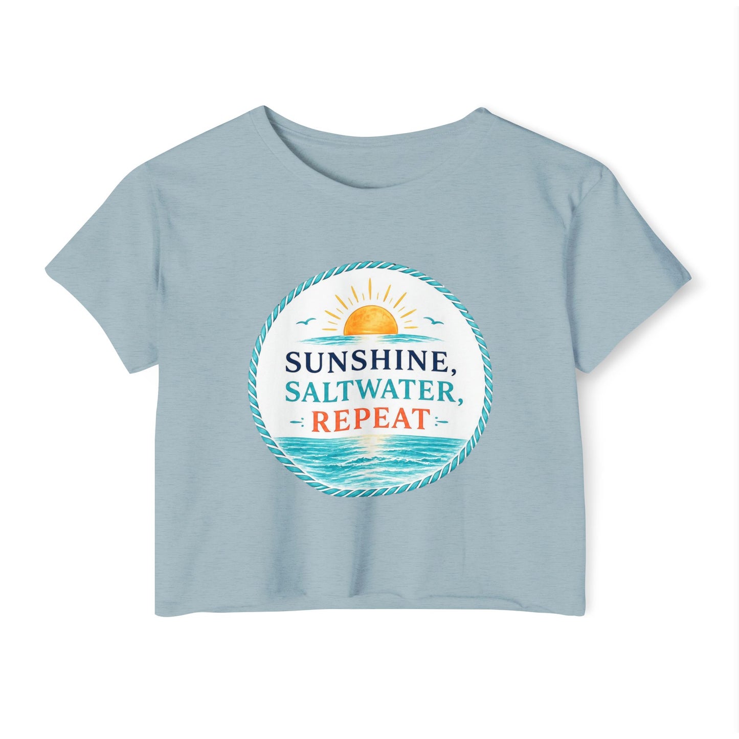 Sunshine, Saltwater, Repeat Crop Top