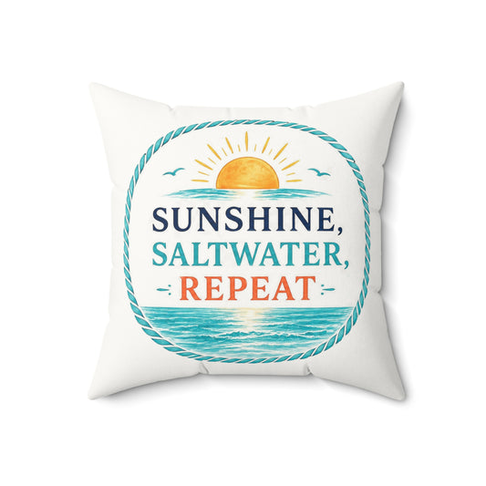 Sunshine, Saltwater, Repeat Throw Pillow