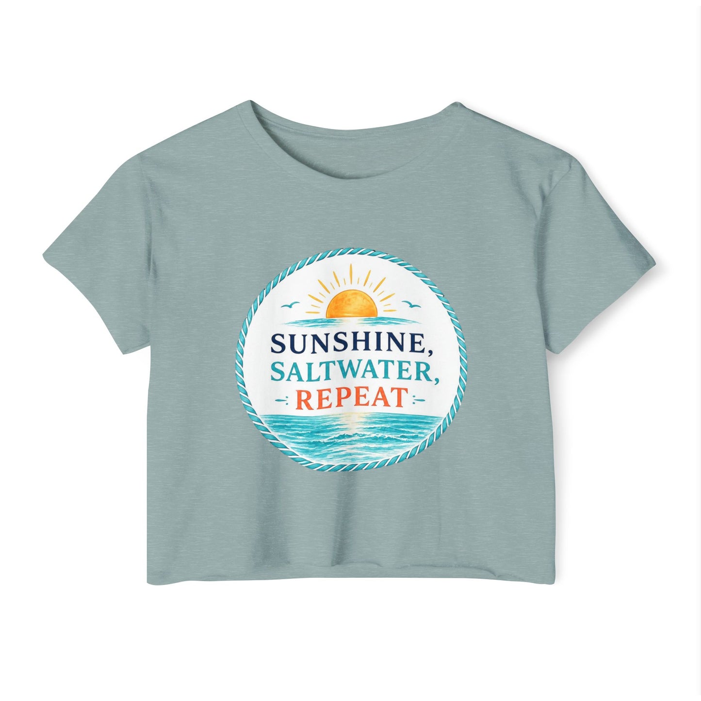 Sunshine, Saltwater, Repeat Crop Top