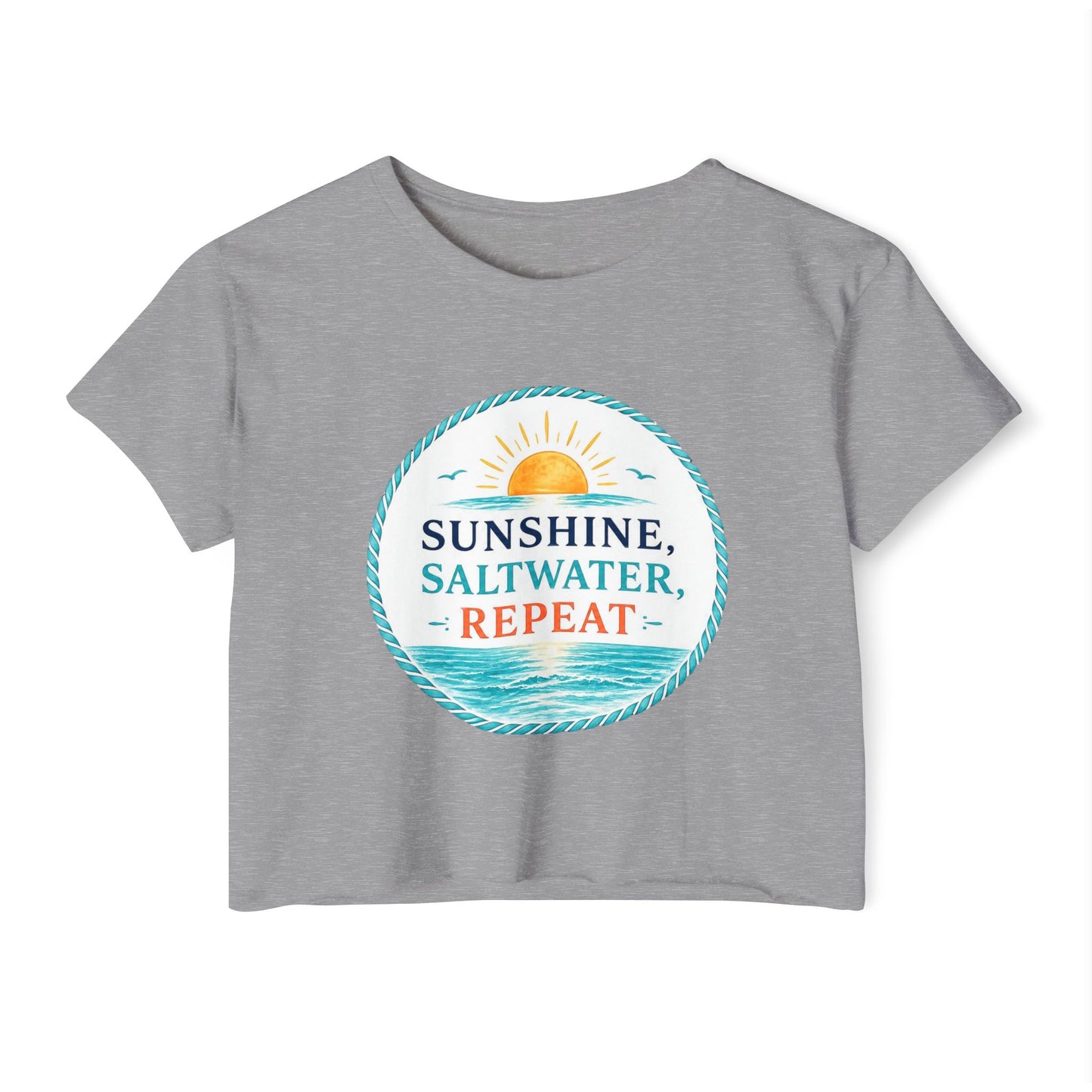 Sunshine, Saltwater, Repeat Crop Top