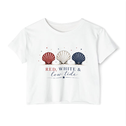 Red, White, & Low Tide Crop Top