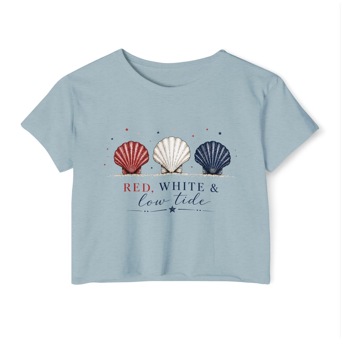 Red, White, & Low Tide Crop Top