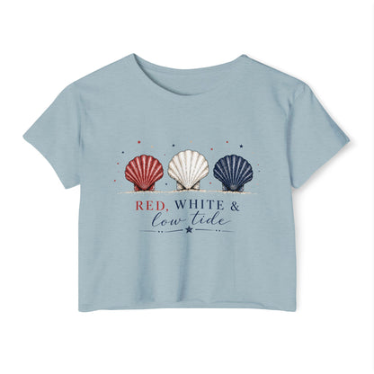 Red, White, & Low Tide Crop Top