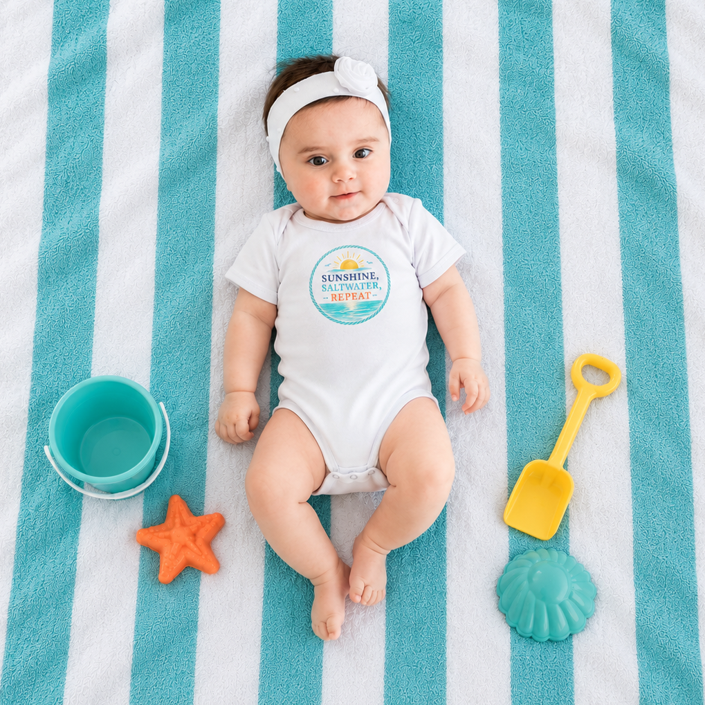 Sunshine, Saltwater, Repeat Baby Onesie