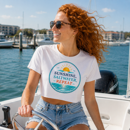 Sunshine, Saltwater, Repeat Crop Top