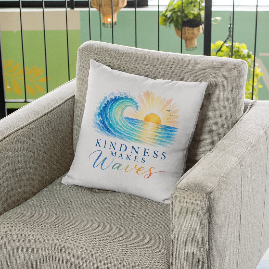 Kindness Makes Waves Throw Pillow