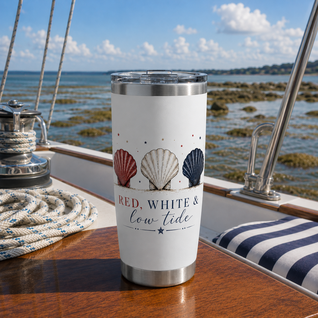 Red, White, & Low Tide 20 oz Tumbler