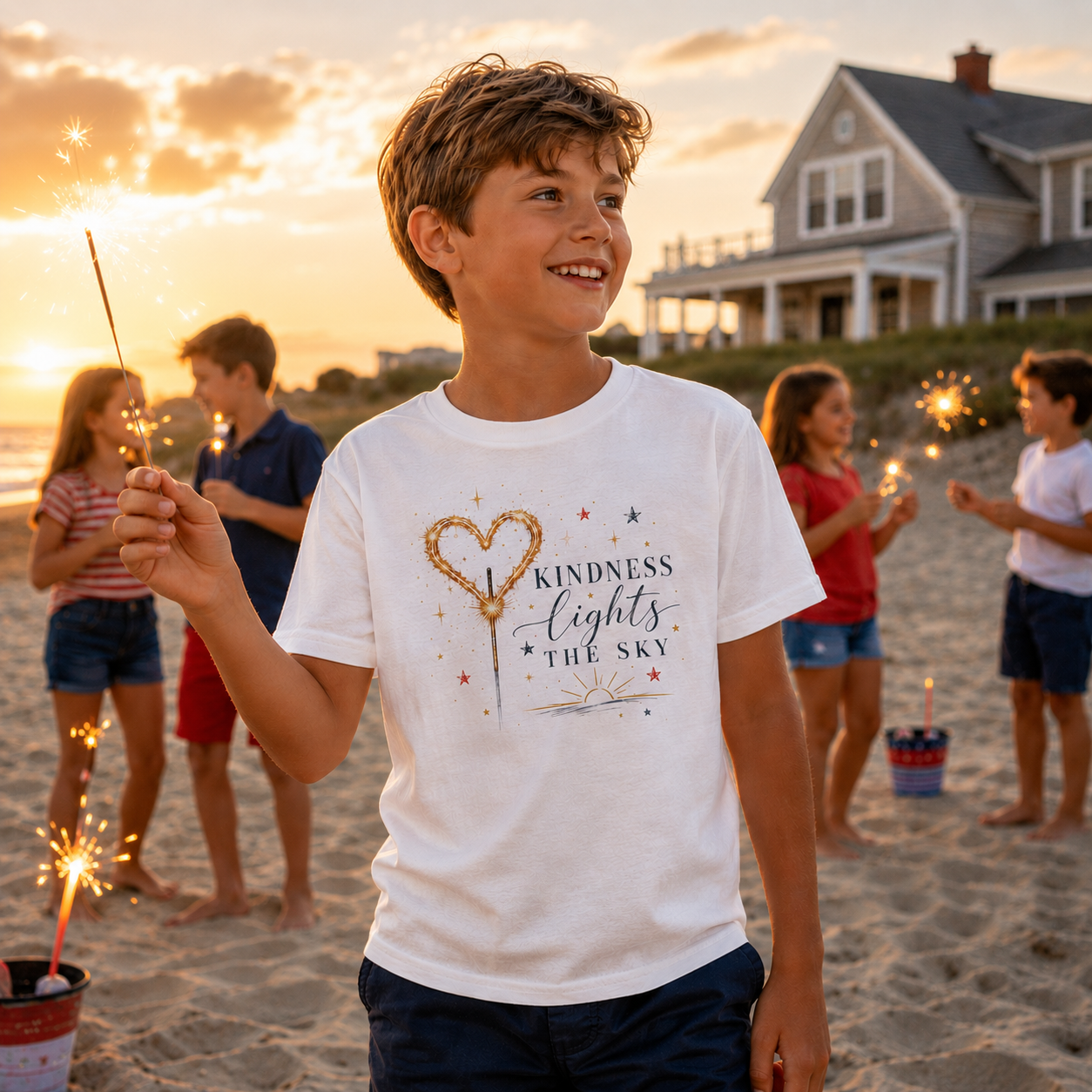 Kindness Lights The Sky Kids Tee