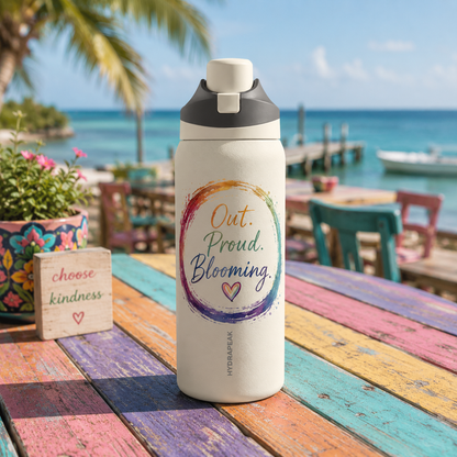 Out. Proud. Blooming. 32 oz Water Bottle