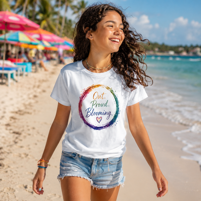 Out. Proud. Blooming. Kids Tee