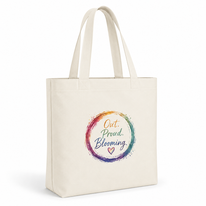 Out. Proud. Blooming. Canvas Tote Bag