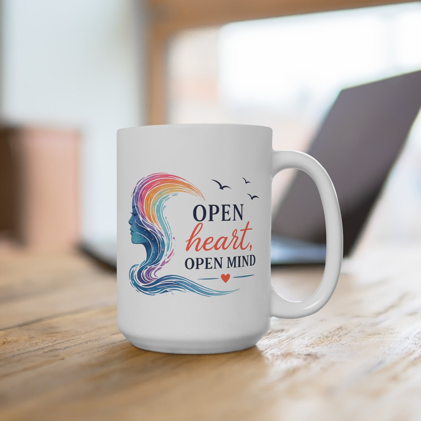 Open Heart, Open Mind 15 oz Mug