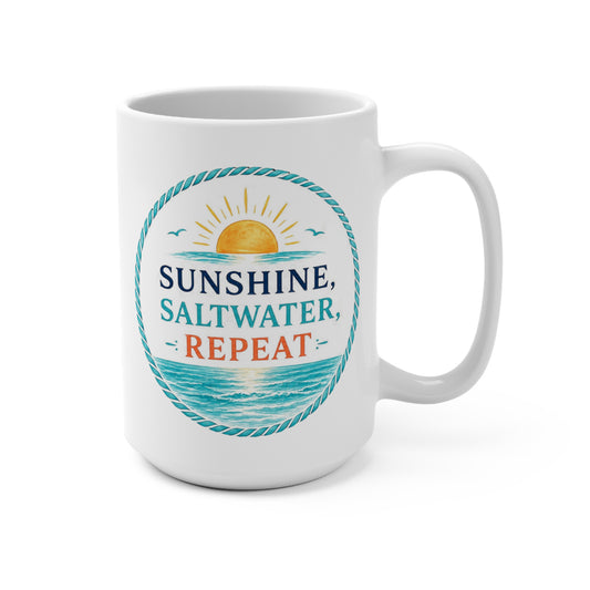 Sunshine, Saltwater, Repeat 15 oz Mug