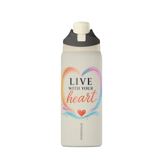 Live With Your Heart 32 oz Premium Hydrapeak Water Bottle