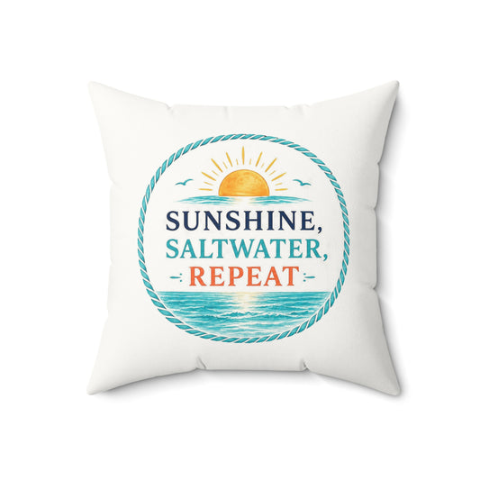 Sunshine, Saltwater, Repeat Throw Pillow