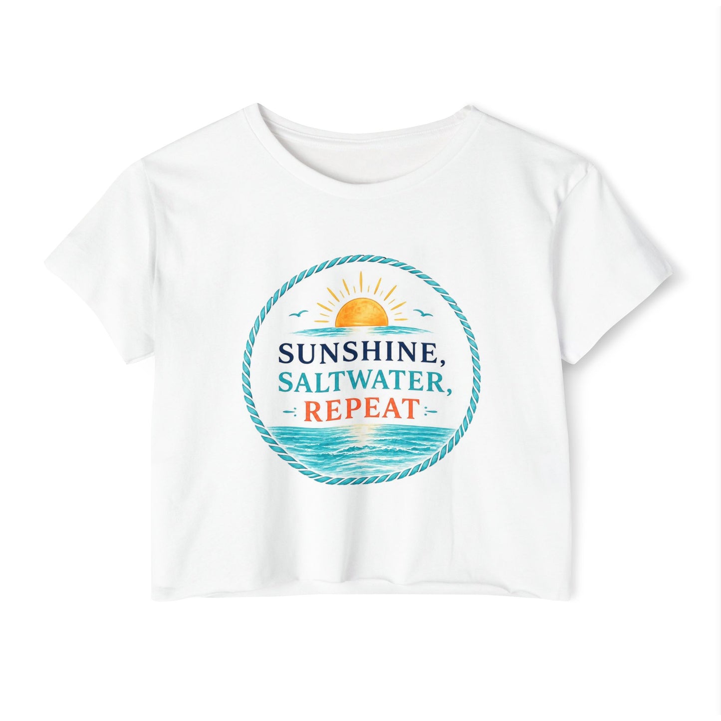 Sunshine, Saltwater, Repeat Crop Top