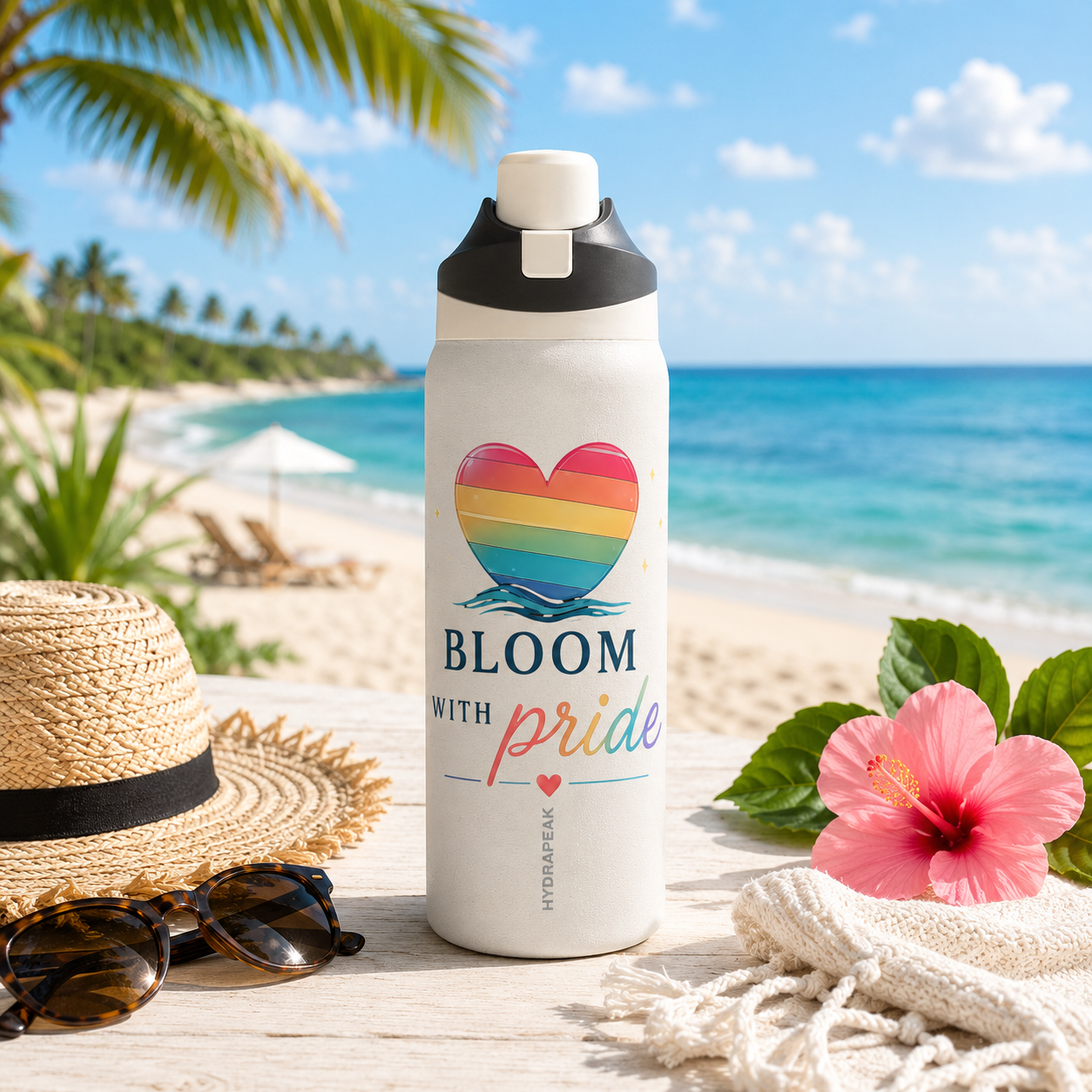 Bloom With Pride 32 oz Premium Hydrapeak Water Bottle