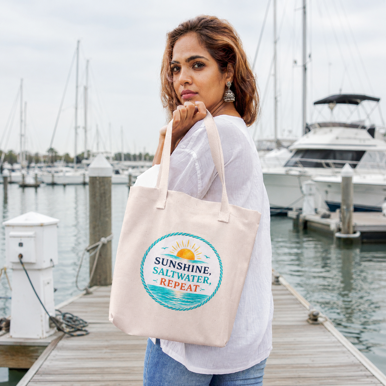 Sunshine, Saltwater, Repeat Canvas Tote Bag