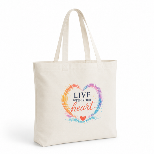Live With Your Heart Canvas Tote Bag