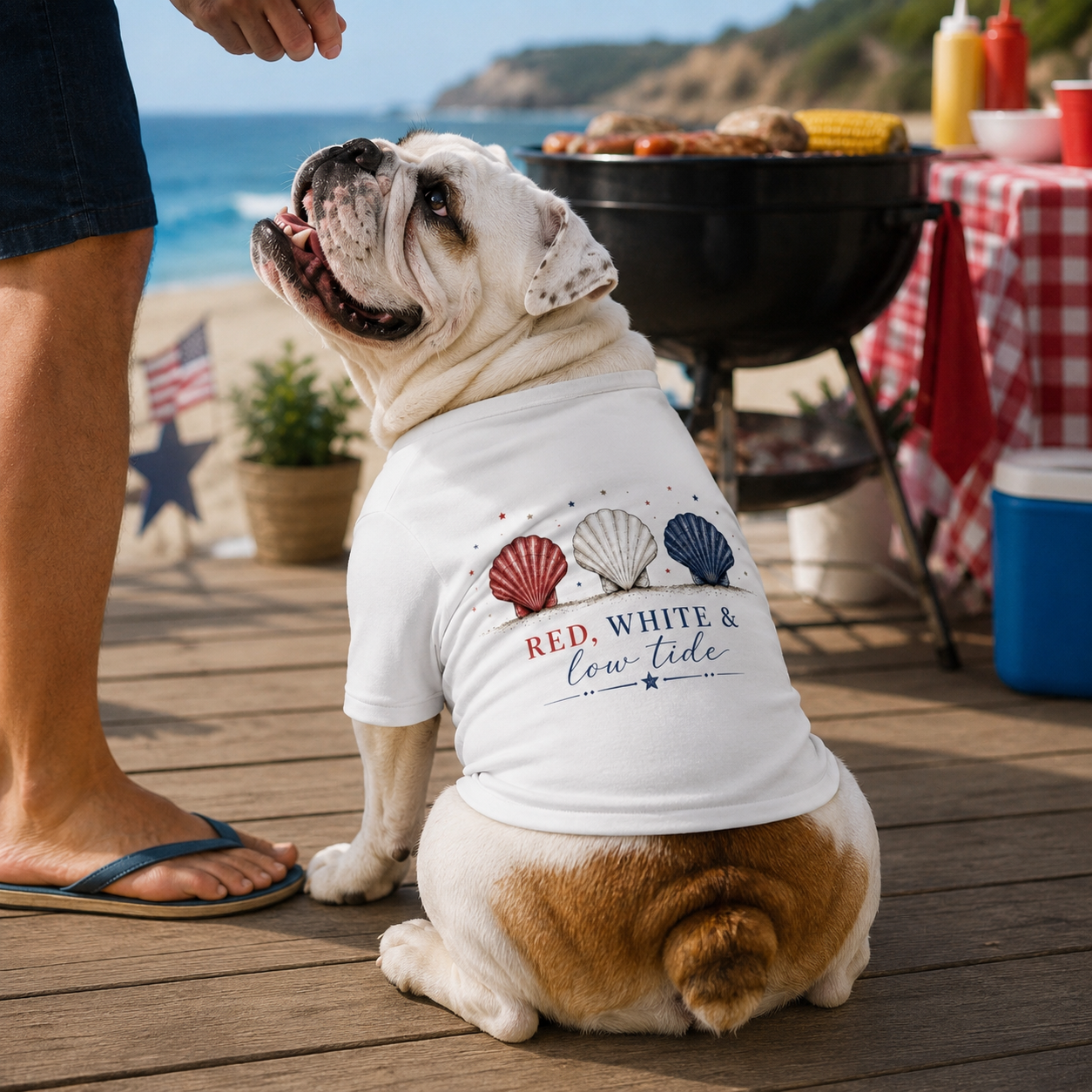 Red, White, & Low Tide Dog Tee