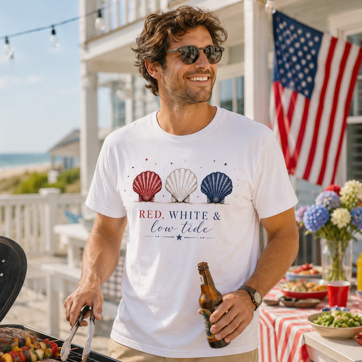 Red, White & Low Tide Comfort Tee