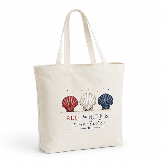 Red, White, & Low Tide Canvas Tote Bag