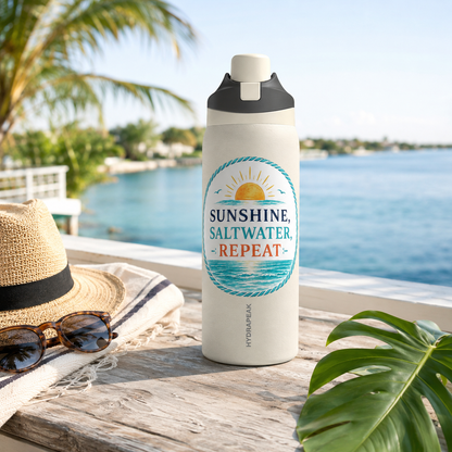 Sunshine, Saltwater, Repeat 32 oz Premium Hydrapeak Water Bottle