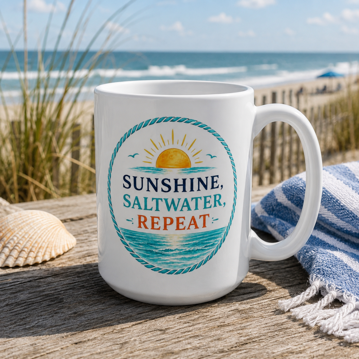 Sunshine, Saltwater, Repeat 15 oz Mug