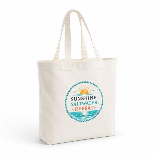 Sunshine, Saltwater, Repeat Canvas Tote Bag